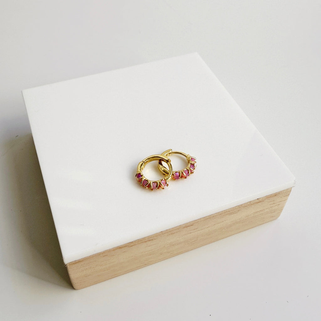 Mini Pink Opal Huggies