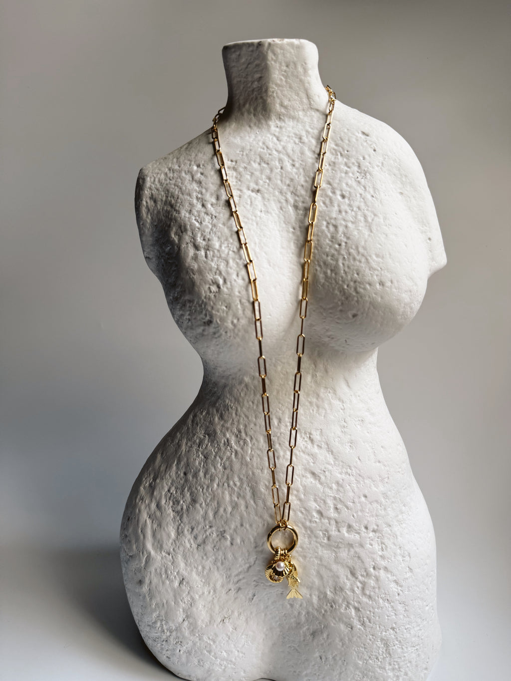 Fish and Shell Charm Necklace