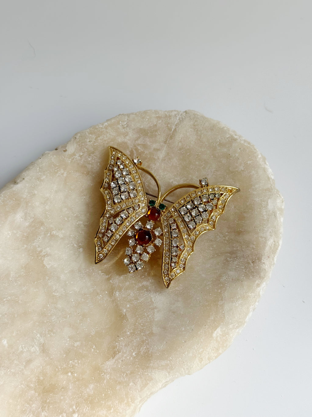 Vintage CZ Butterfly Brooch