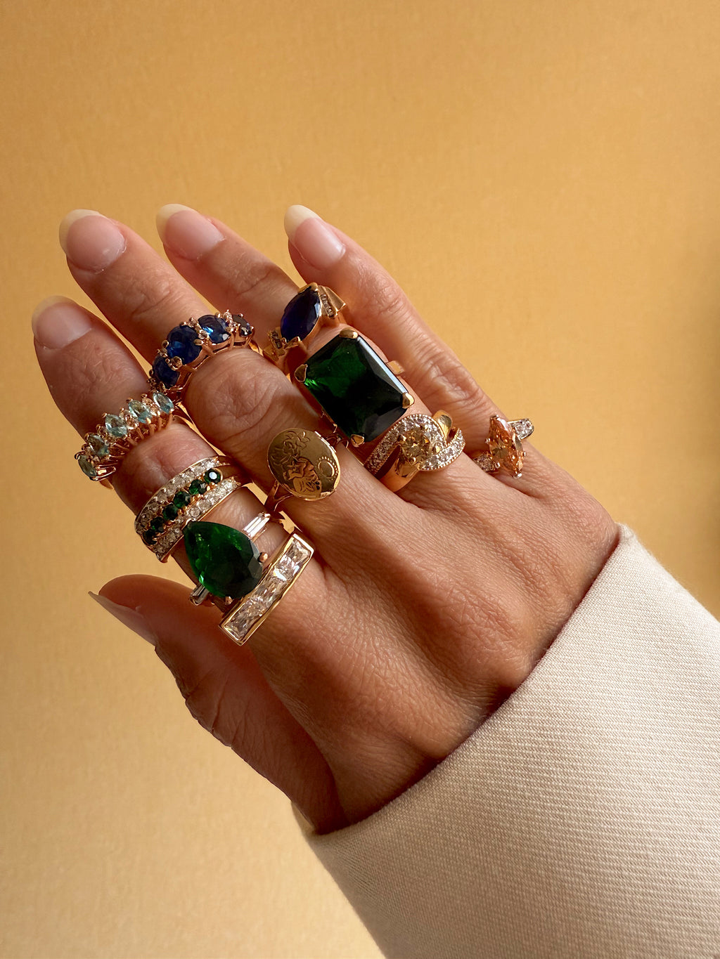 Vintage Emerald and CZ Stacking Ring