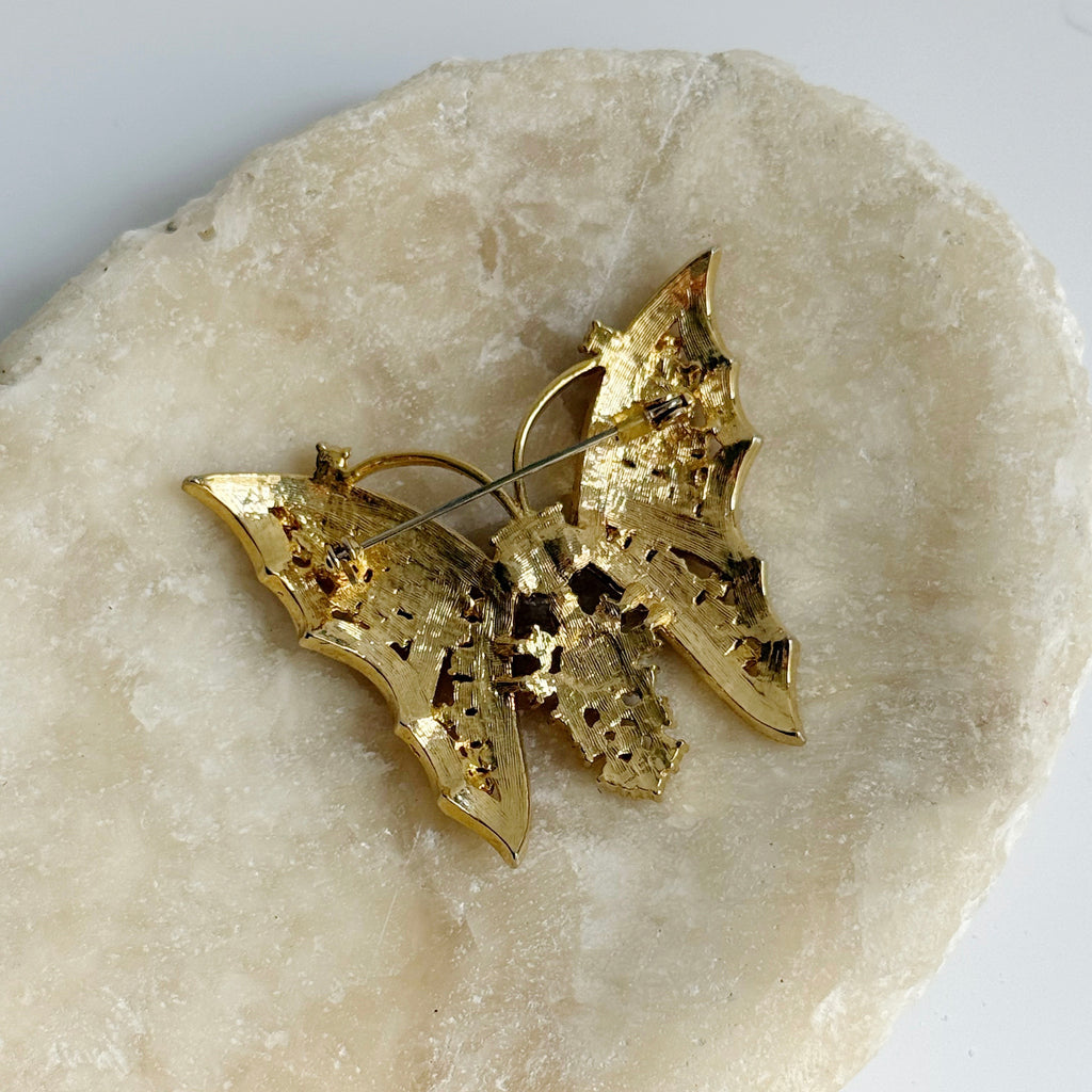 Vintage CZ Butterfly Brooch
