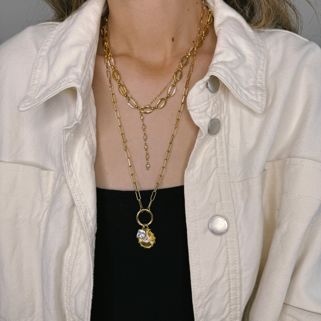 Evil eye and Moon Charm Necklace