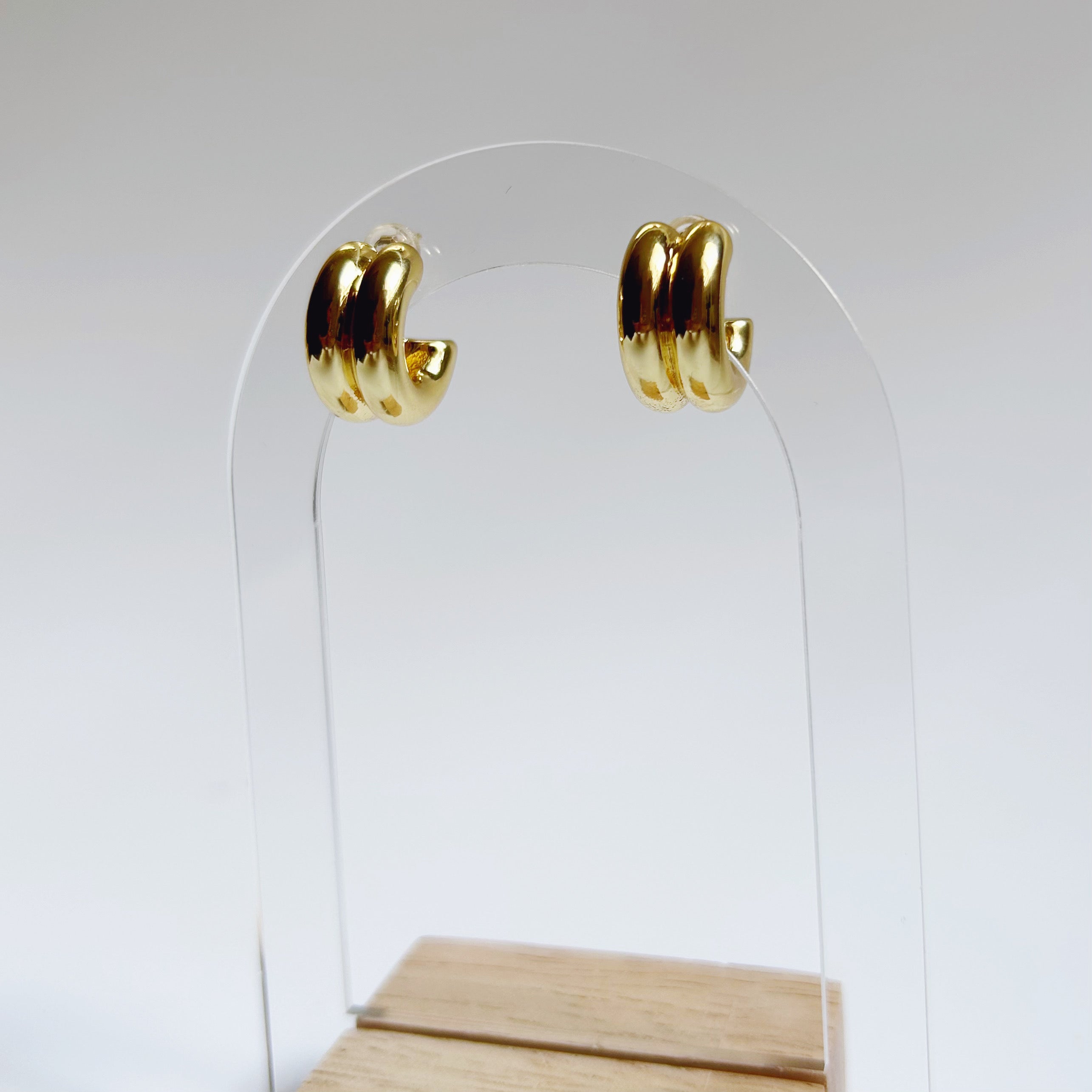 Gold Double Tube Earrings