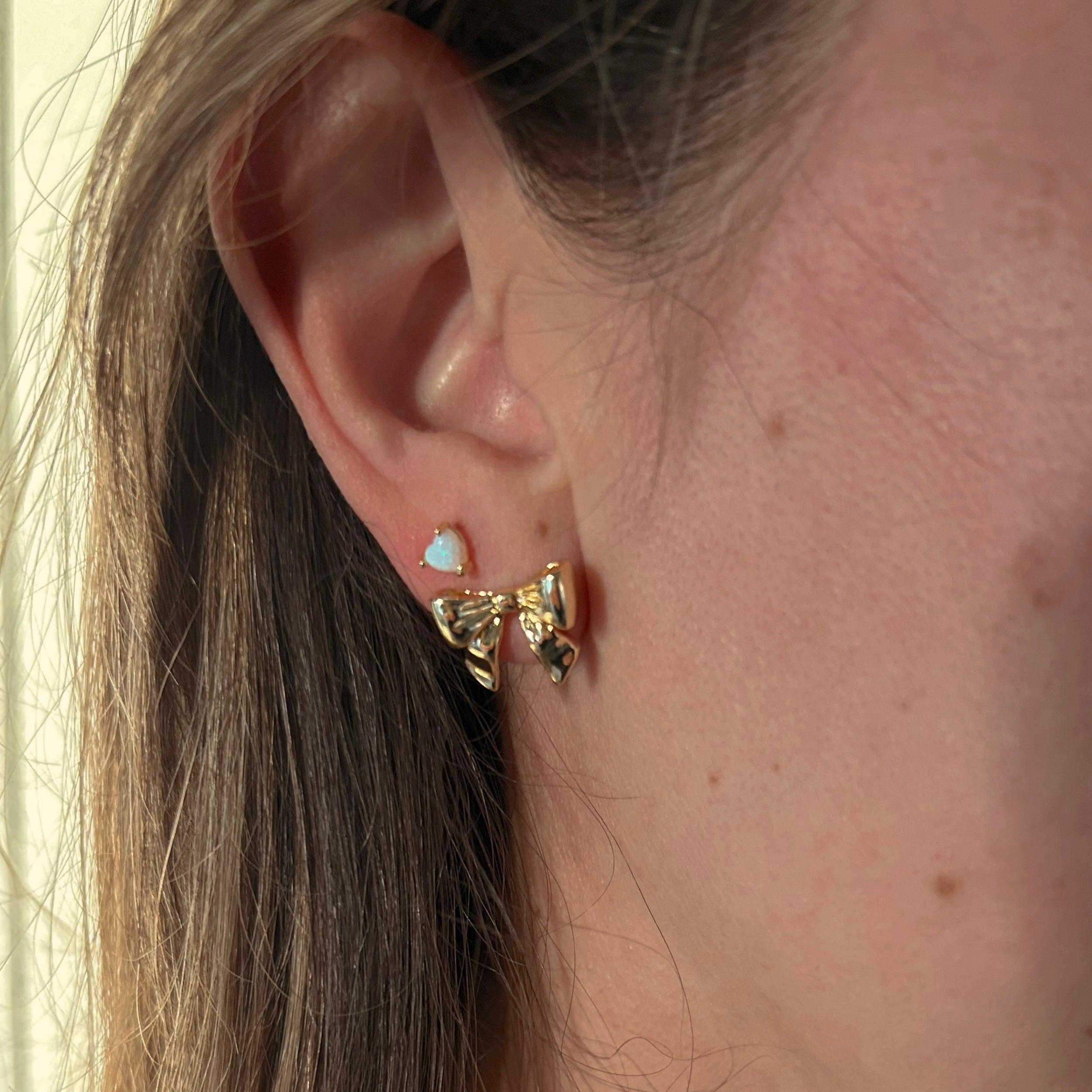 Opal Heart Studs