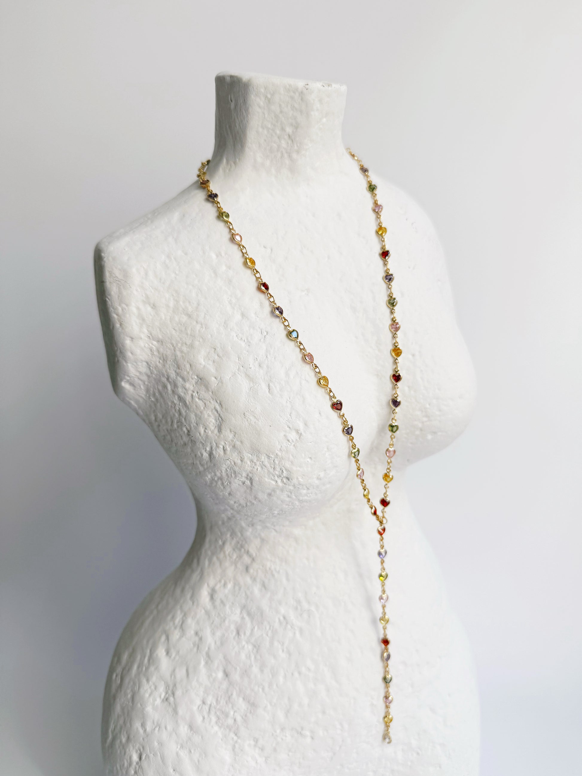 Multicolored Heart Lariat