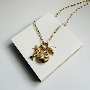 Shell Locket Charm Necklace