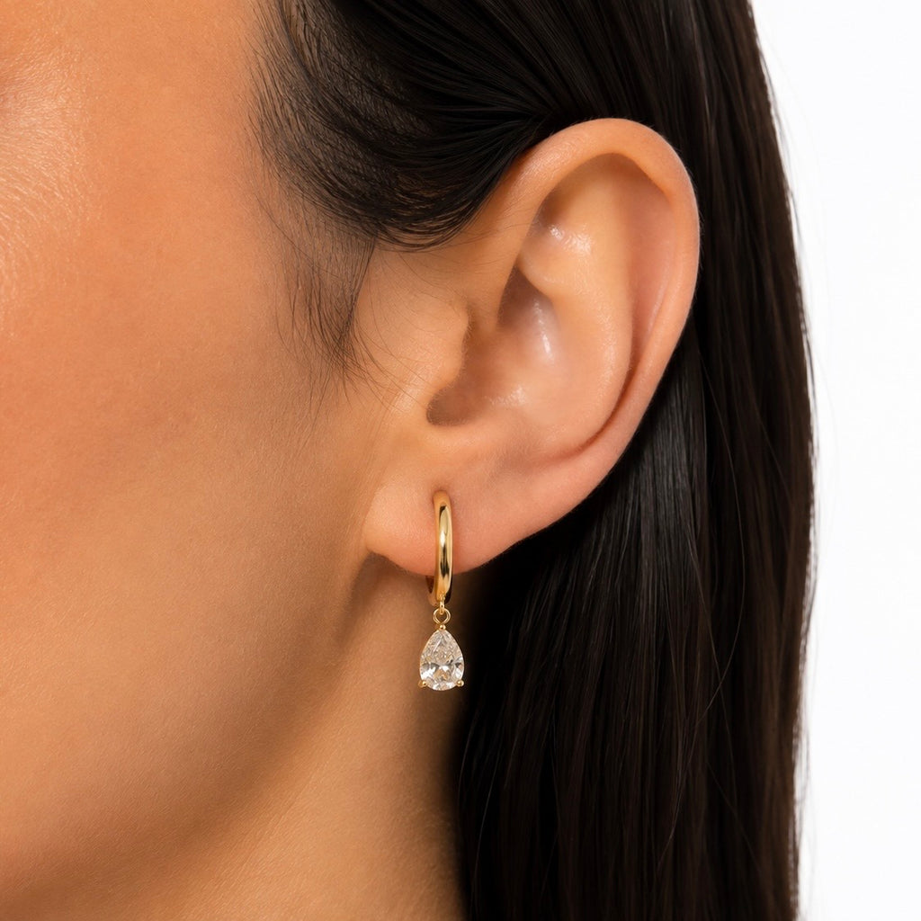 Large Tear Drop CZ Huggies
