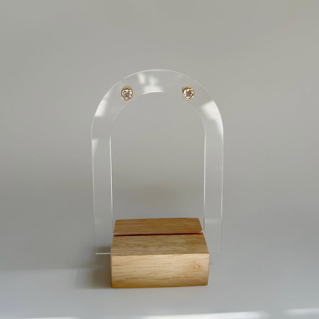 Bezel Square CZ Studs