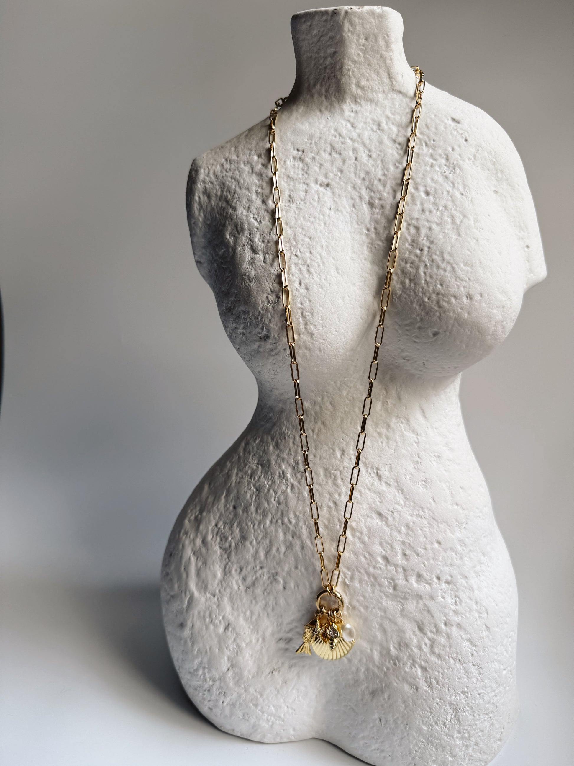 Shell Locket Charm Necklace