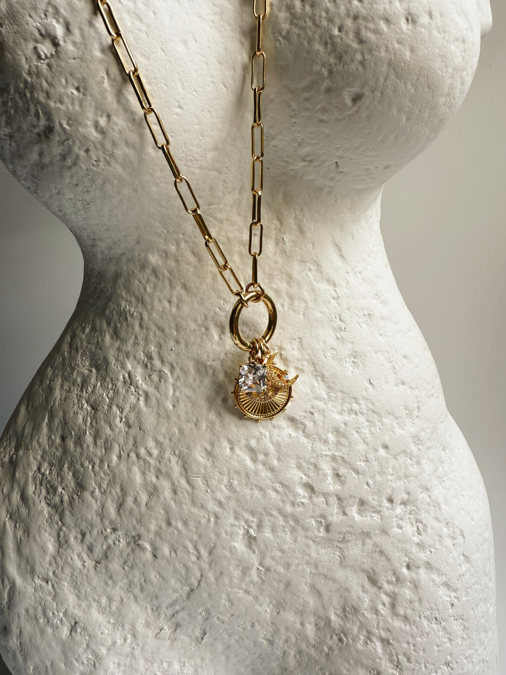 Evil eye and Moon Charm Necklace
