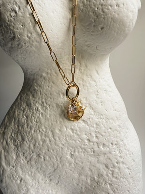 Evil eye and Moon Charm Necklace