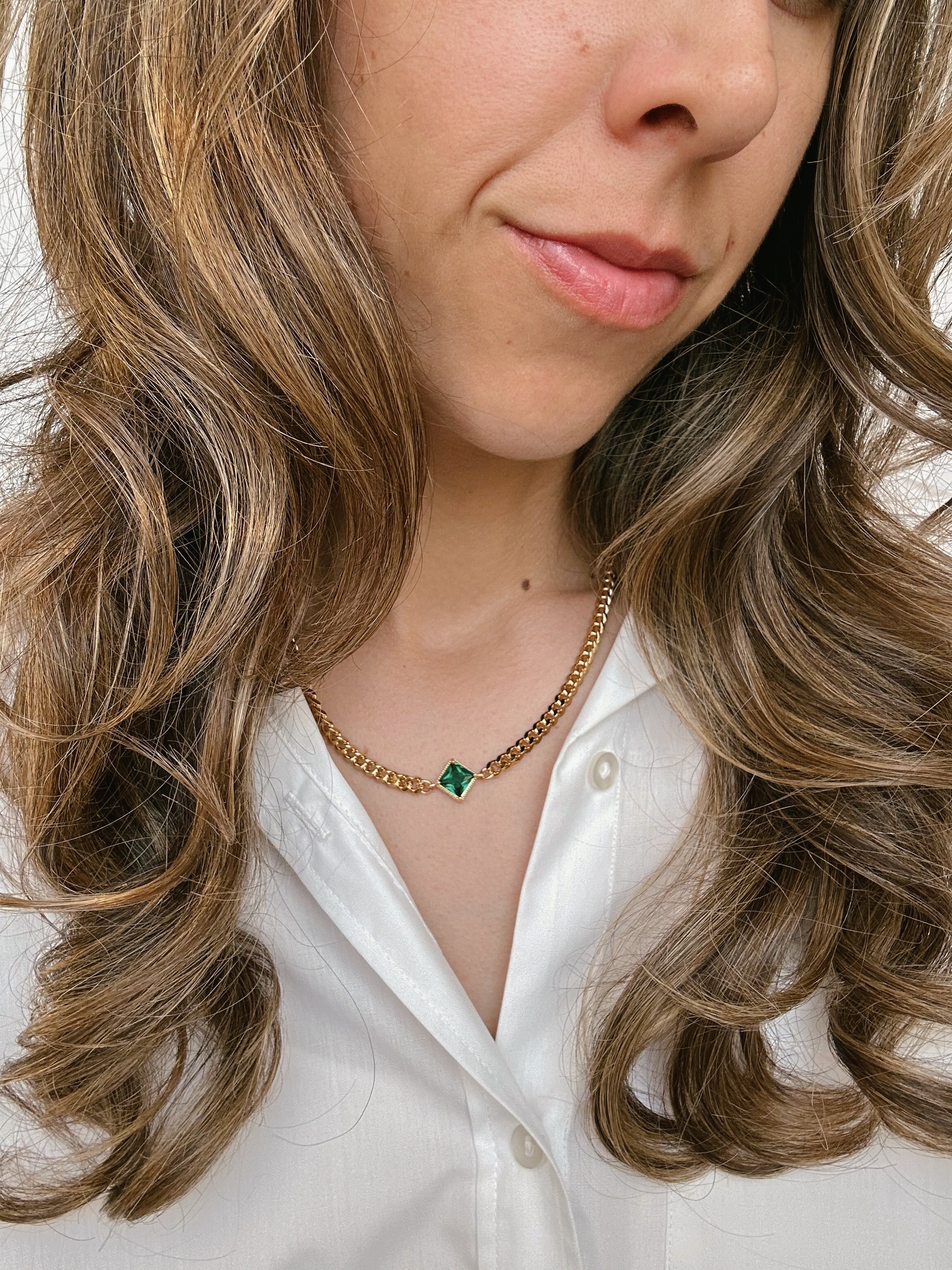 Curb chain and Emerald Necklace