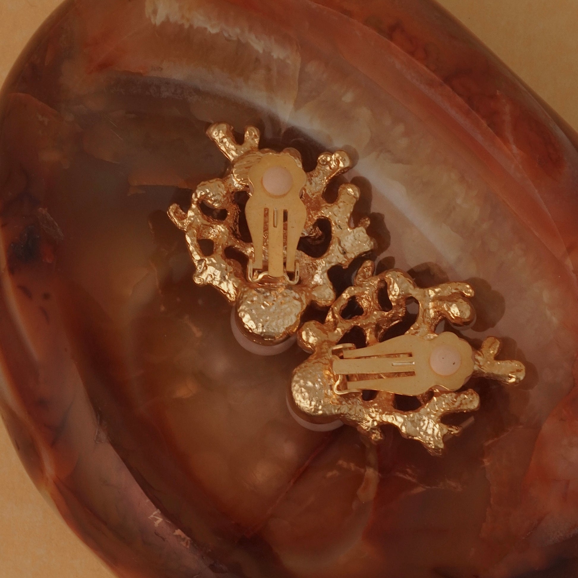 Vintage Kenneth Lane Coral Shaped Statement Clip On's