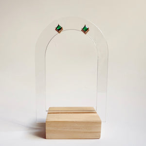 Emerald Studs with CZ accents