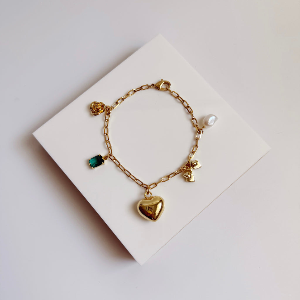 Puffy heart charm bracelet