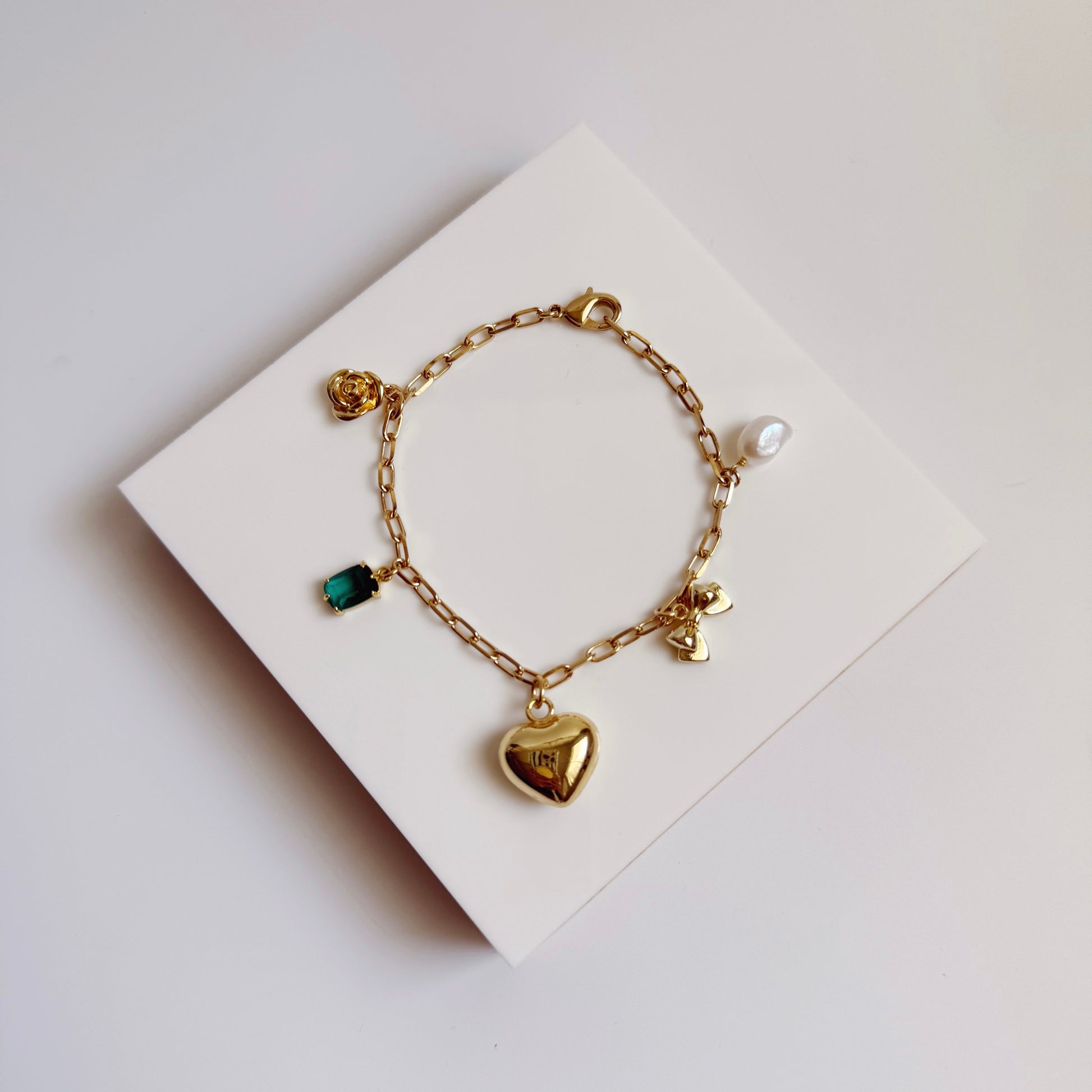 Puffy heart charm bracelet