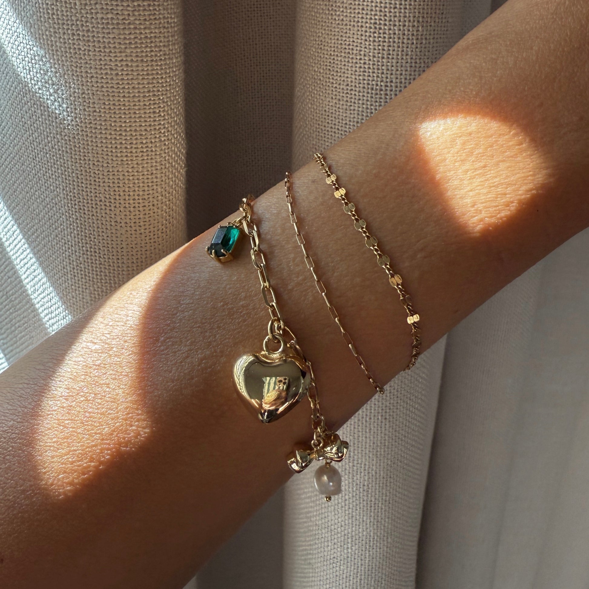 Puffy heart charm bracelet