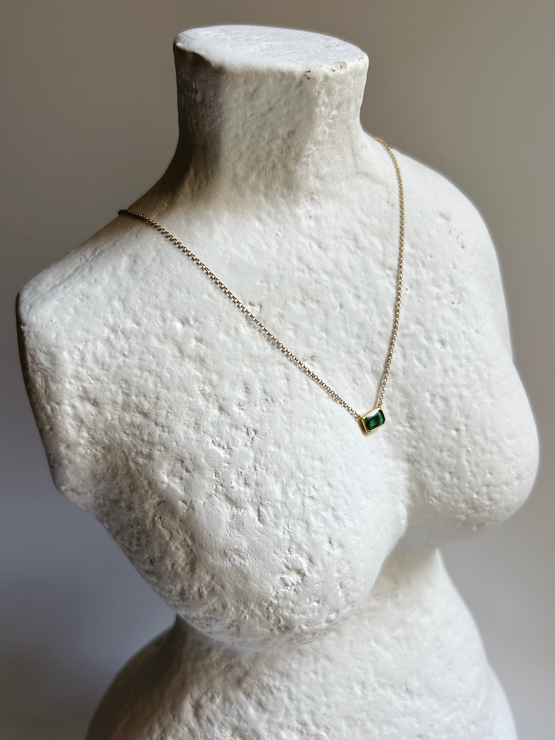 Bezel Emerald CZ Necklace