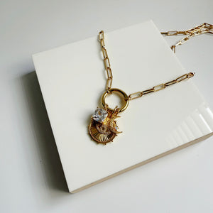 Evil eye and Moon Charm Necklace