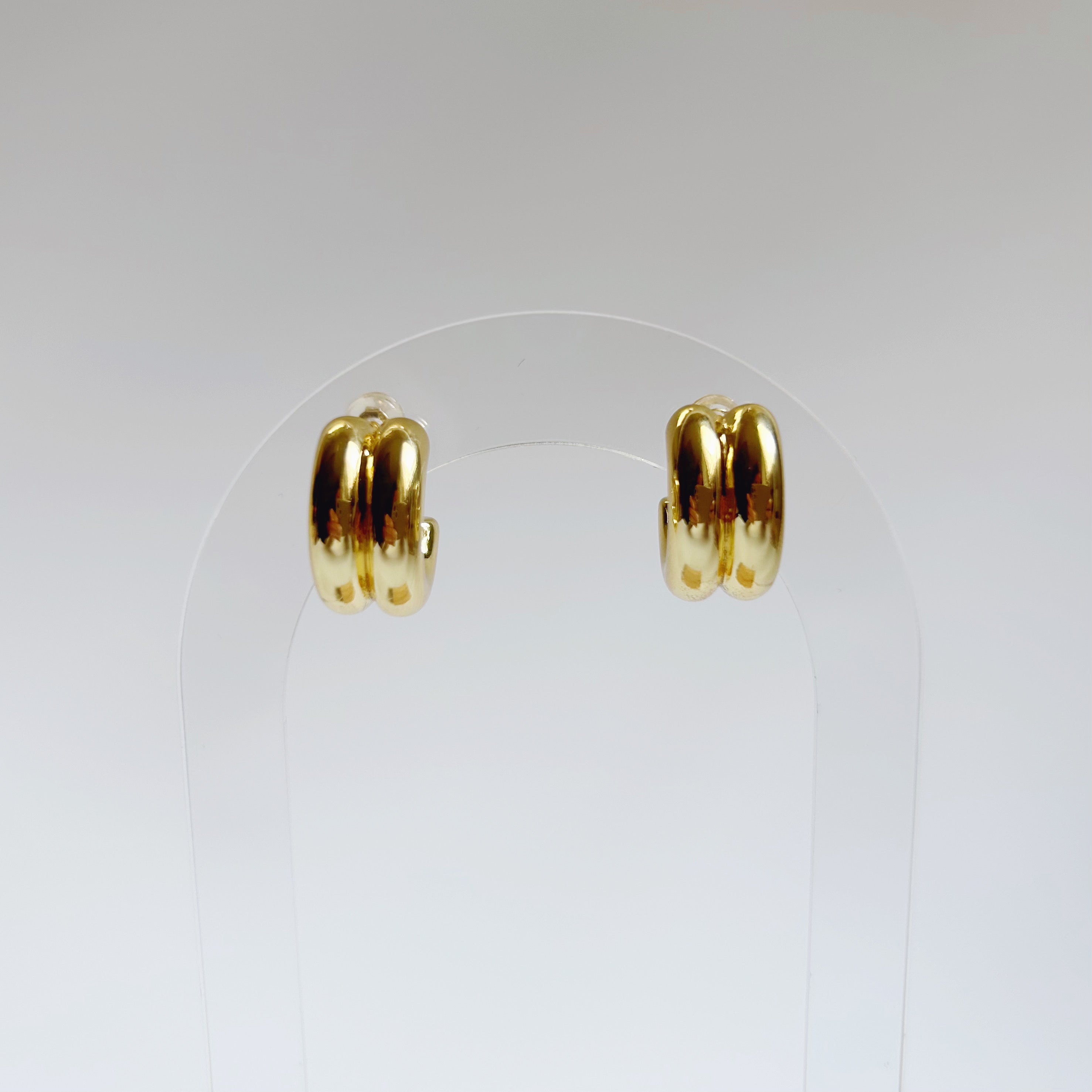 Gold Double Tube Earrings