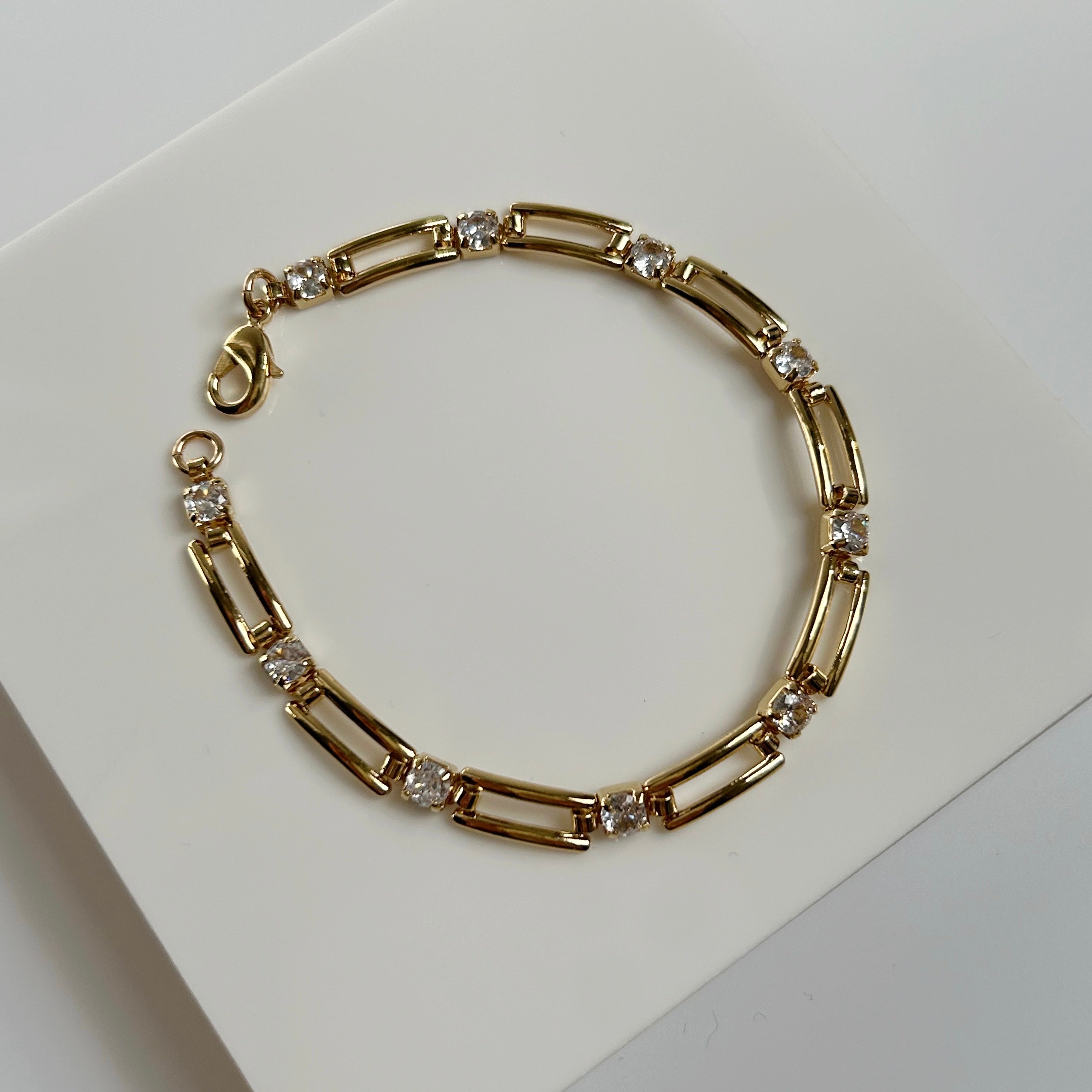 CZ flat link bracelet