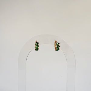 Emerald Baguette Huggies