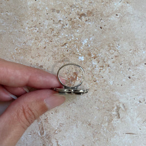 Vintage Zuni Turquoise, Coral and Mother Of Pearl Ring