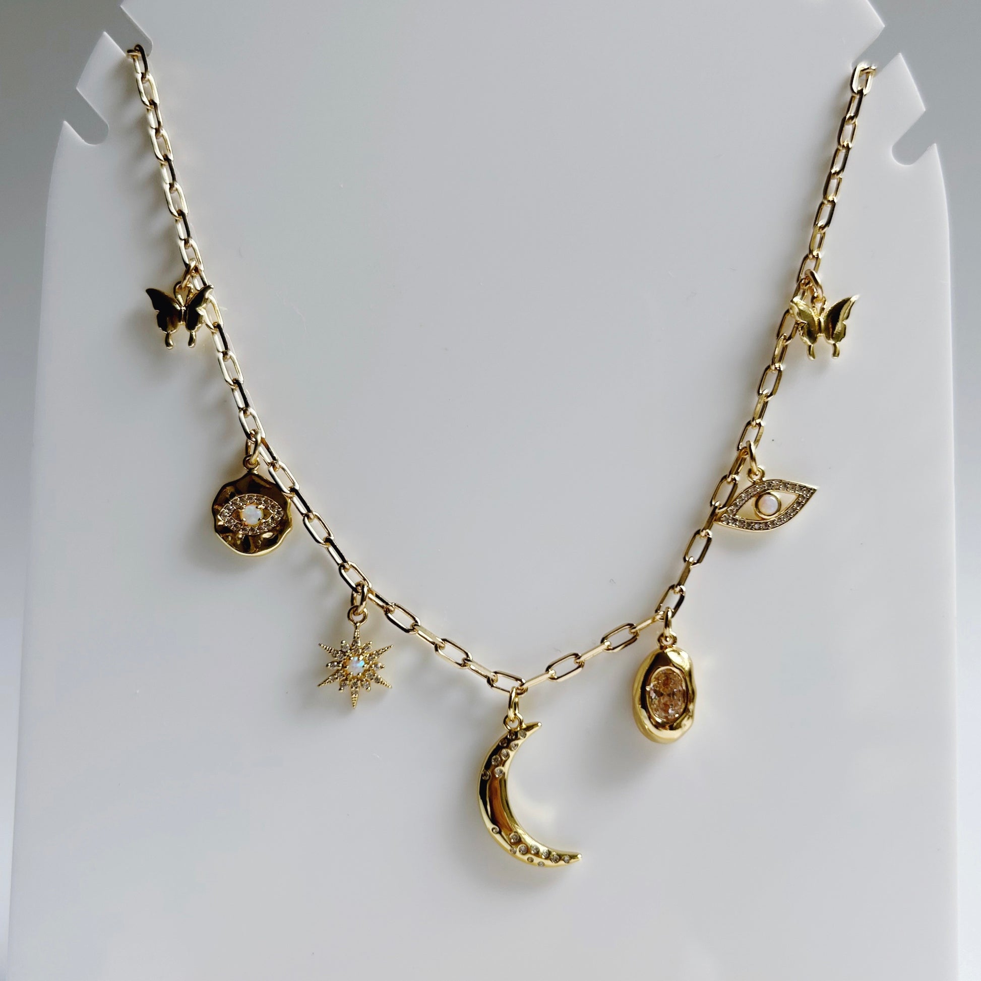 Moon and Stars Charm Necklace
