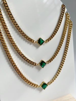 Curb chain and Emerald Necklace