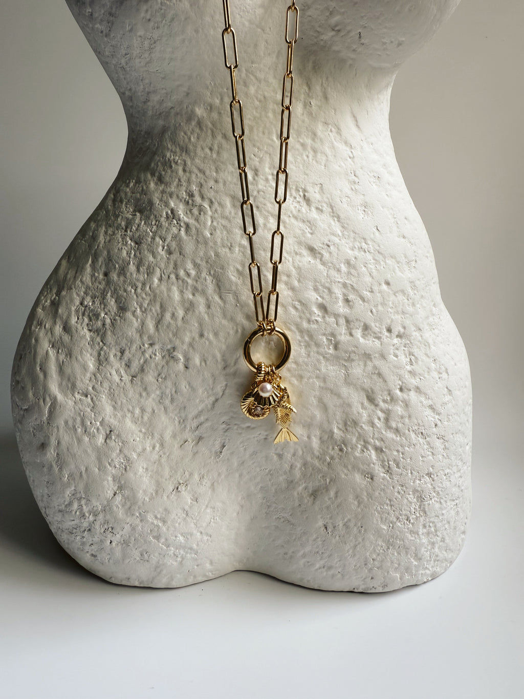 Fish and Shell Charm Necklace
