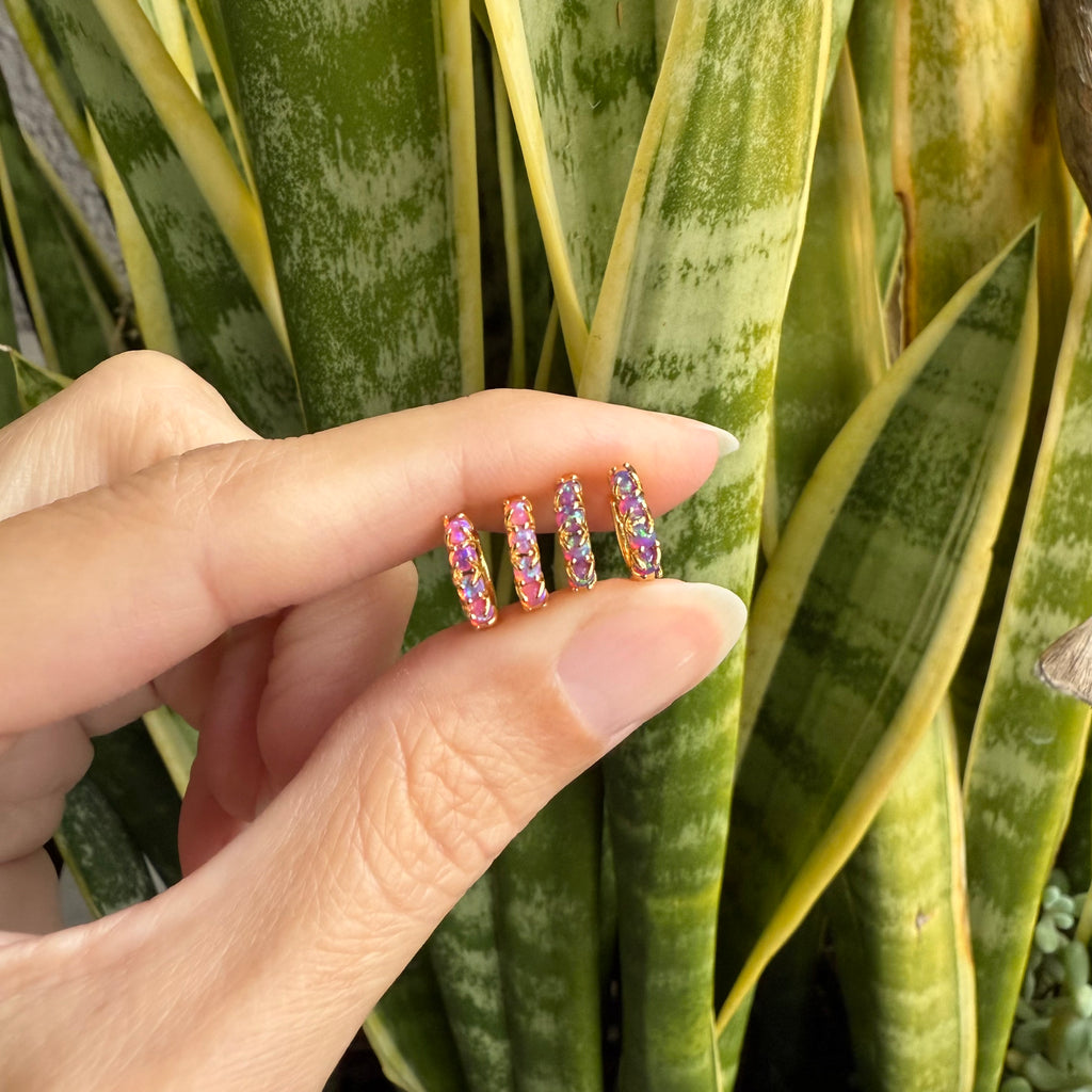 Mini Pink Opal Huggies