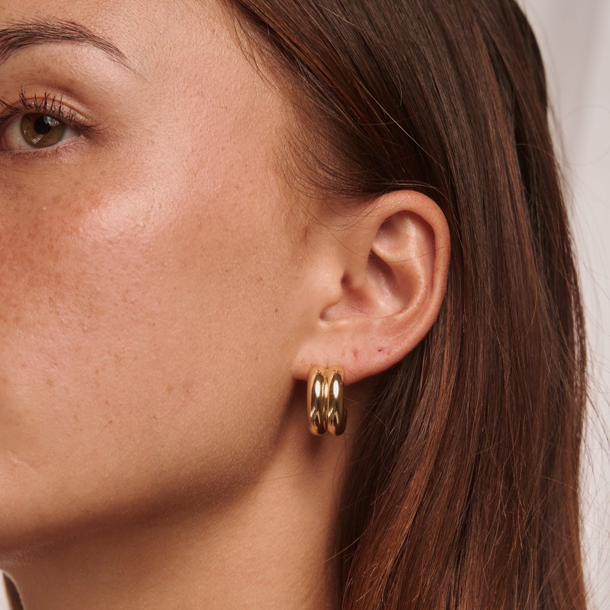 Gold Double Tube Earrings