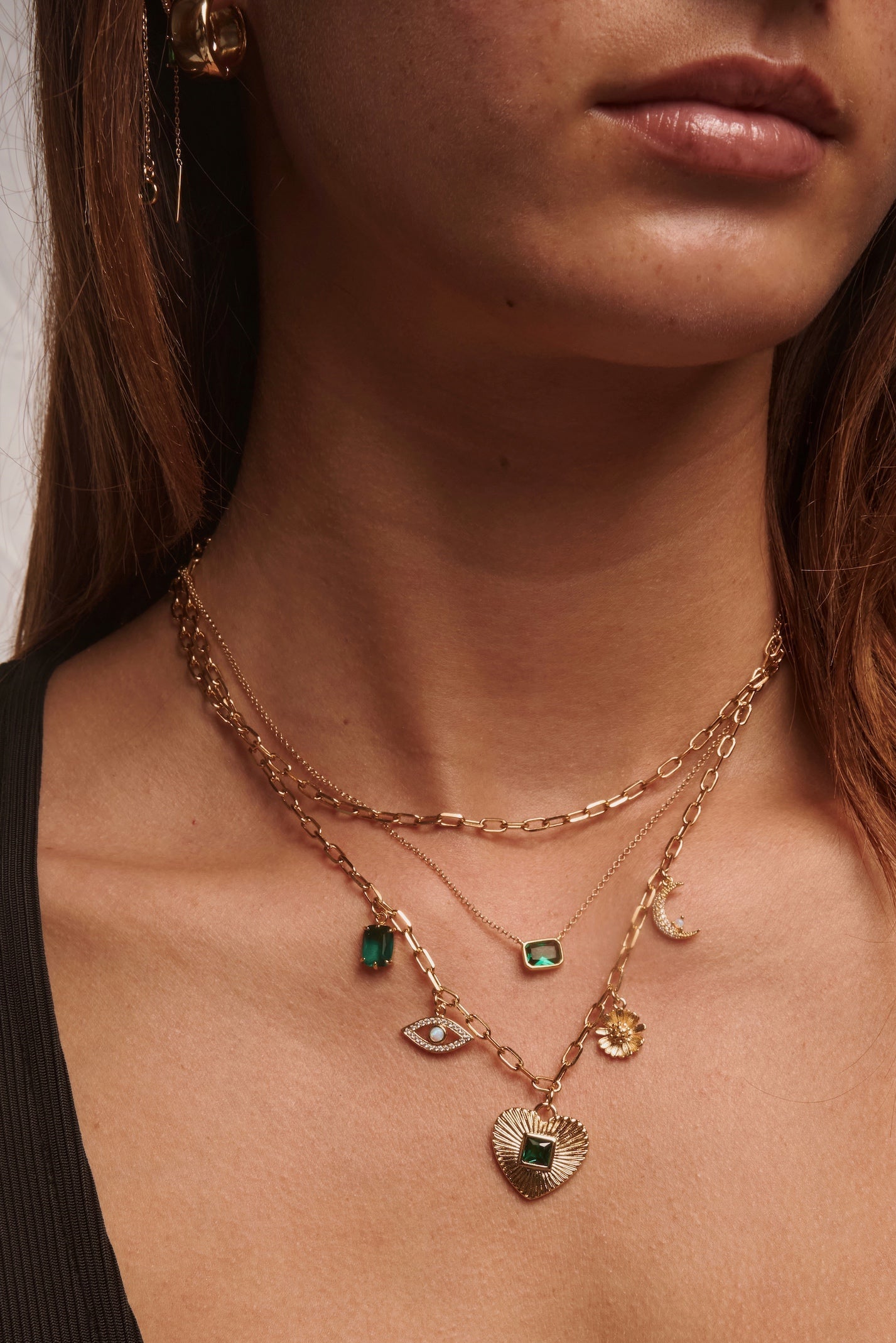 Heart and Evil Eye Charm Necklace