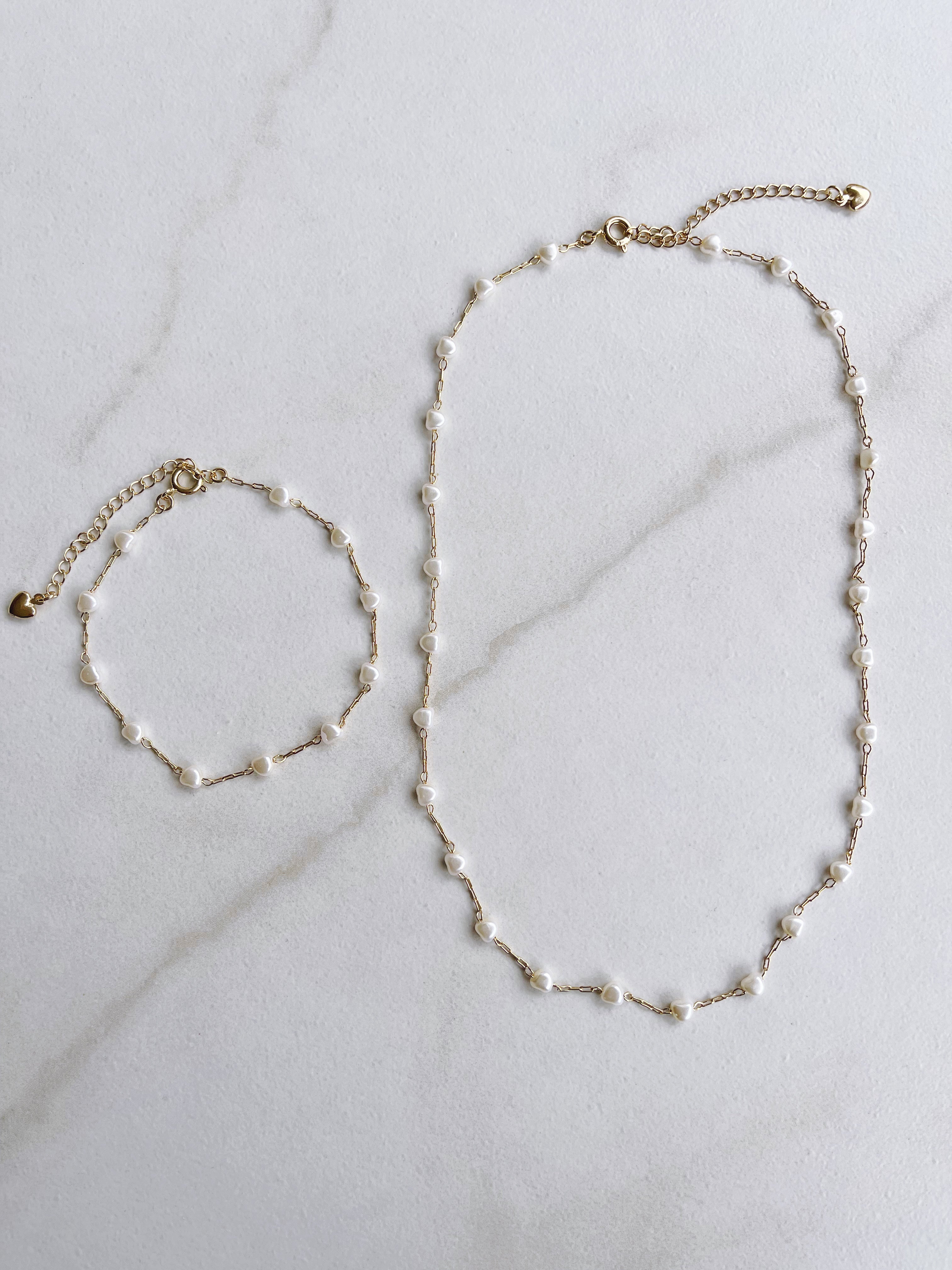 Mini Heart Pearl Necklace