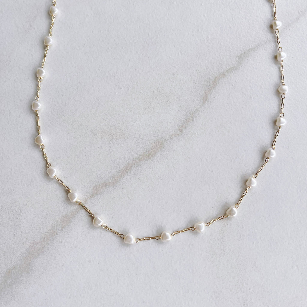 Mini Heart Pearl Necklace