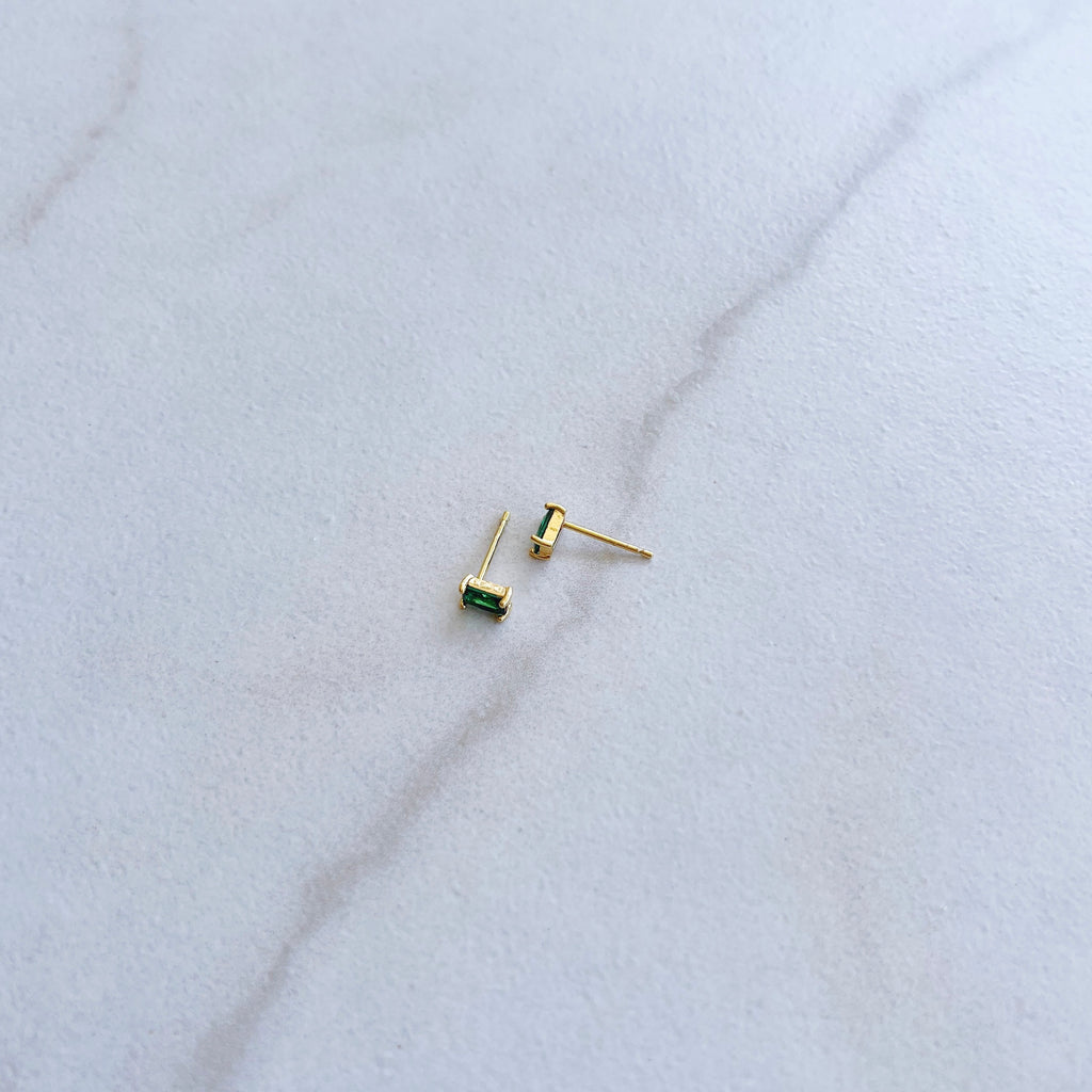 Emerald baguette studs