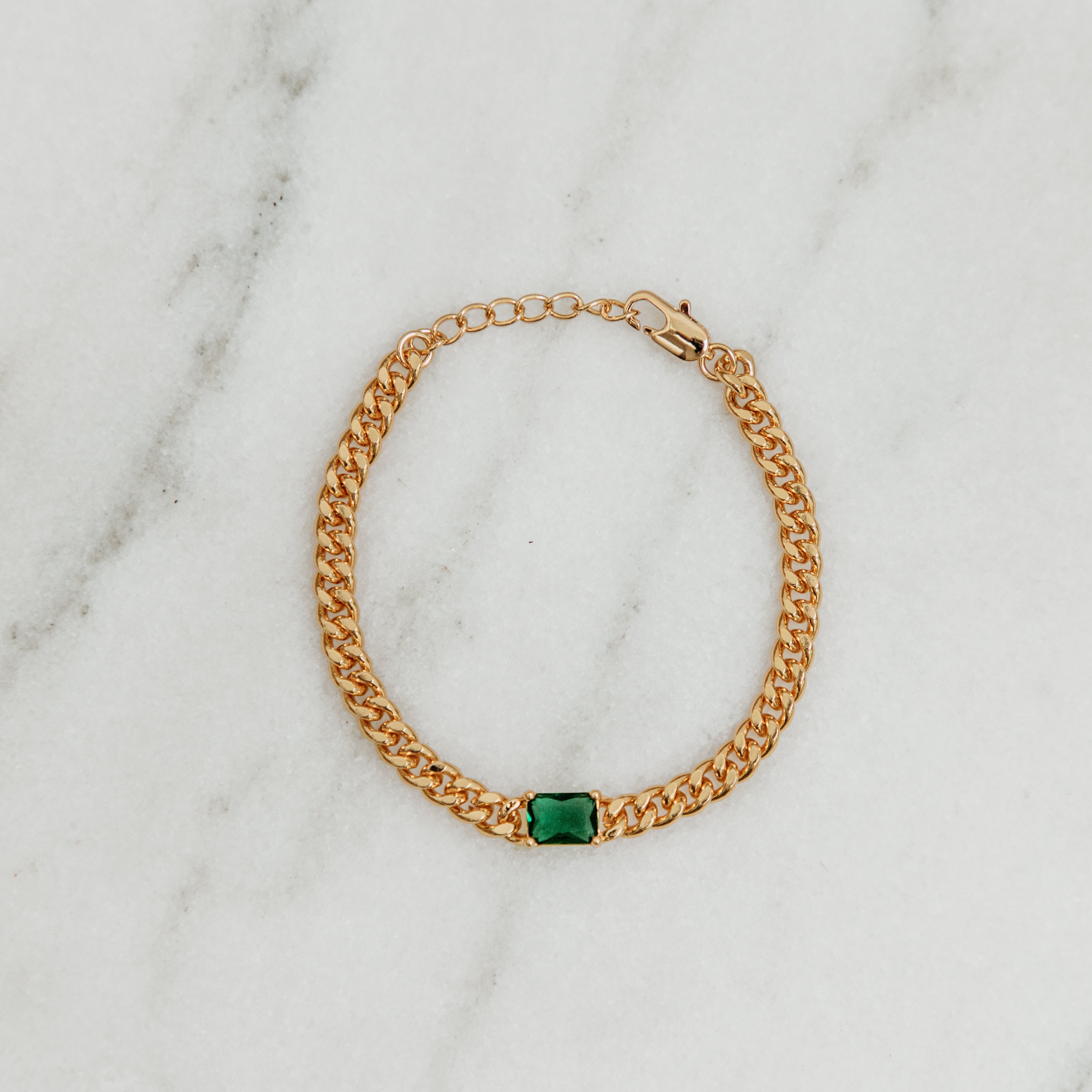 Curb Chain Emerald Bracelet