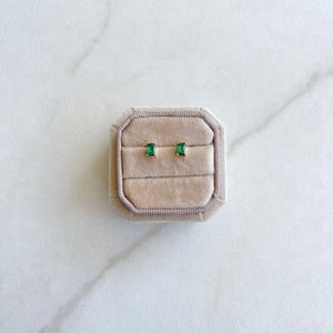 Emerald baguette studs